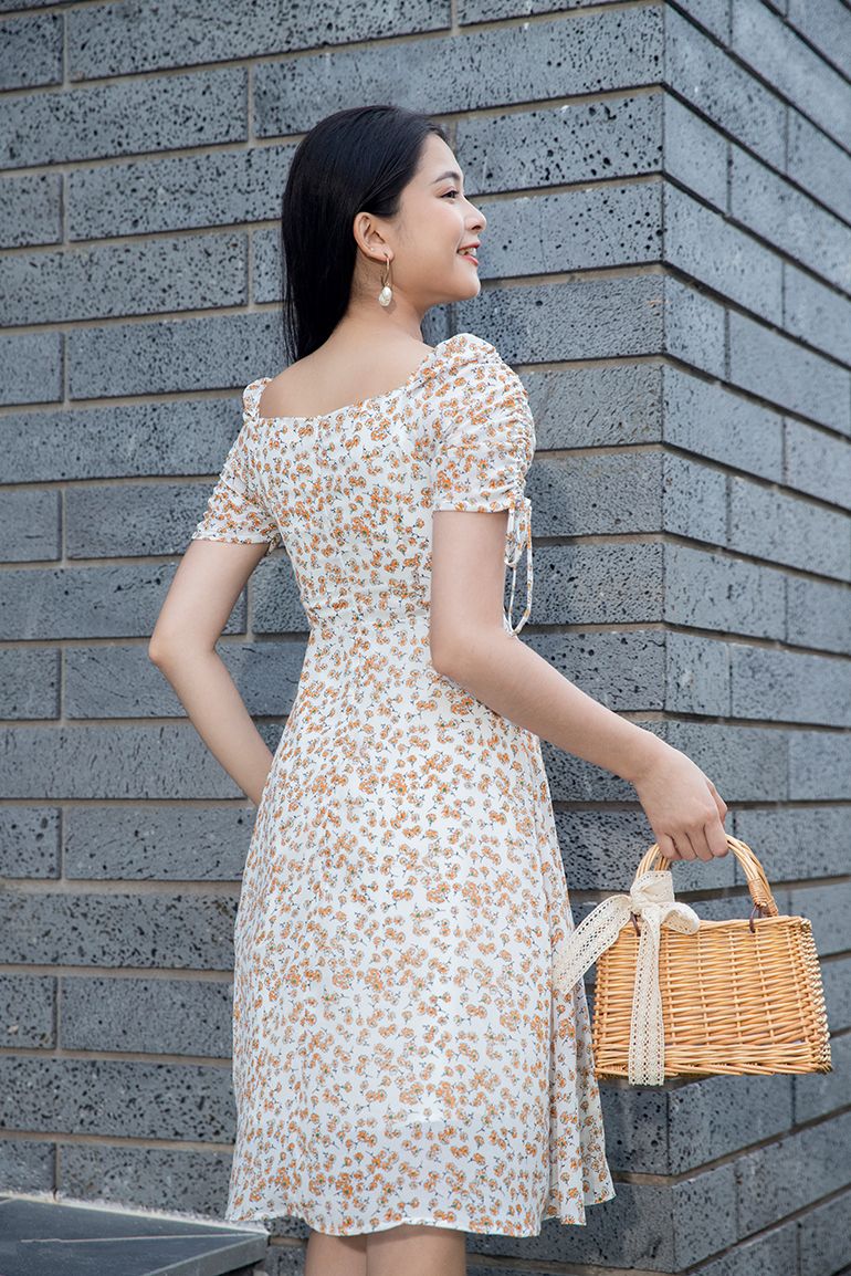 ĐẦM MAXI HOA PHỐI TAY NƠ 3336