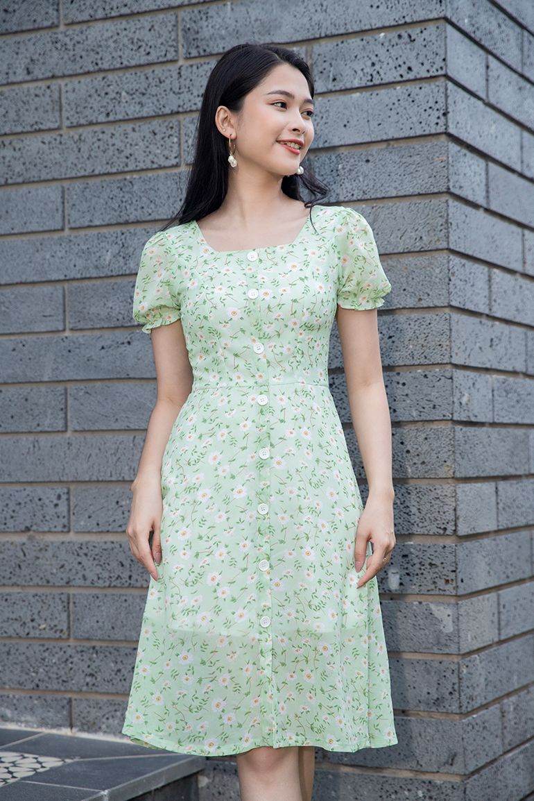 ĐẦM HOA NHÍ PHỐI NÚT 3345
