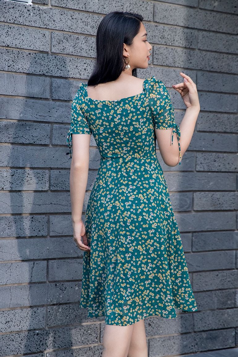 ĐẦM MAXI HOA PHỐI TAY NƠ 3336