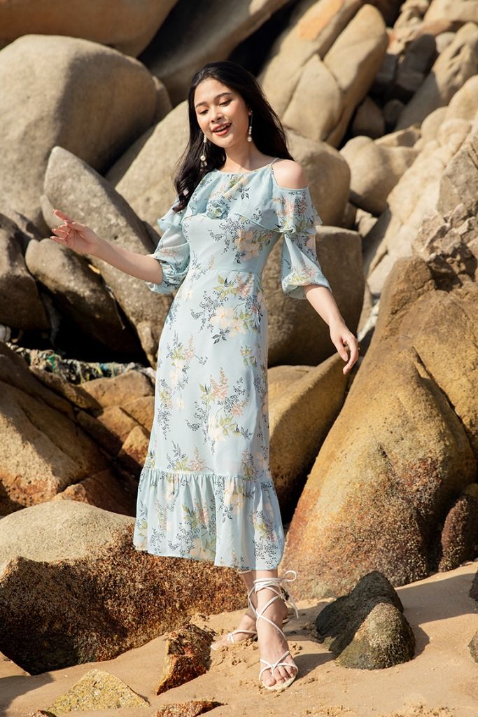 ĐẦM MAXI ĐUÔI CÁ PHỐI BÈO 3340