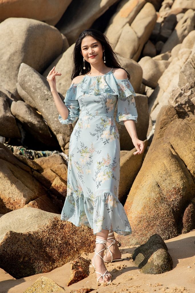 ĐẦM MAXI ĐUÔI CÁ PHỐI BÈO 3340