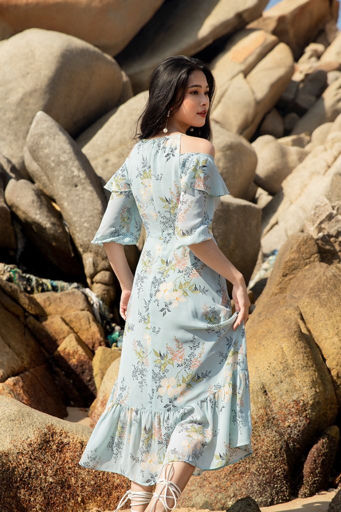 ĐẦM MAXI ĐUÔI CÁ PHỐI BÈO 3340