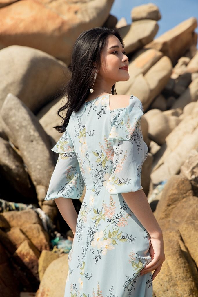 ĐẦM MAXI ĐUÔI CÁ PHỐI BÈO 3340