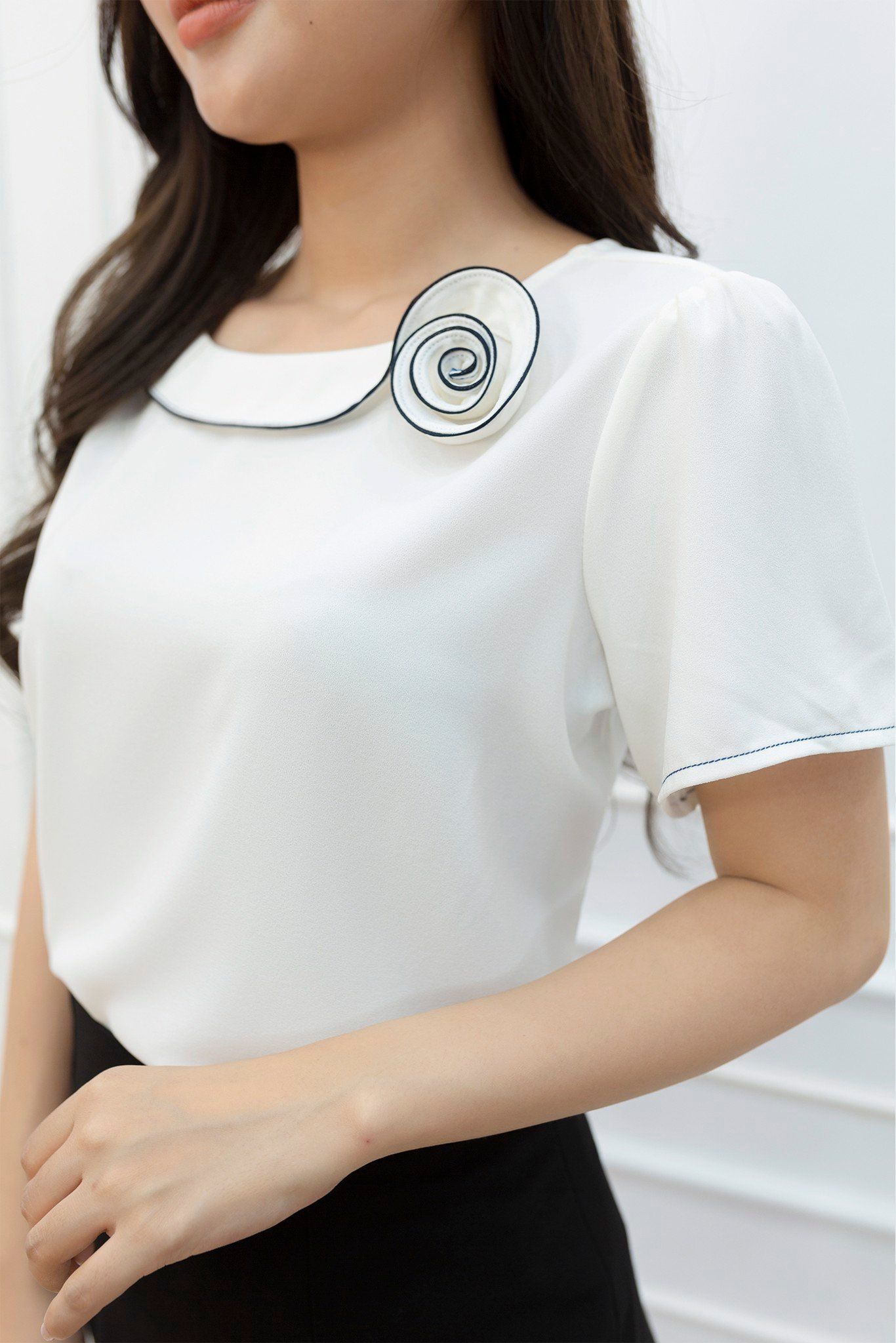 ÁO KIỂU HOA HỒNG 5515