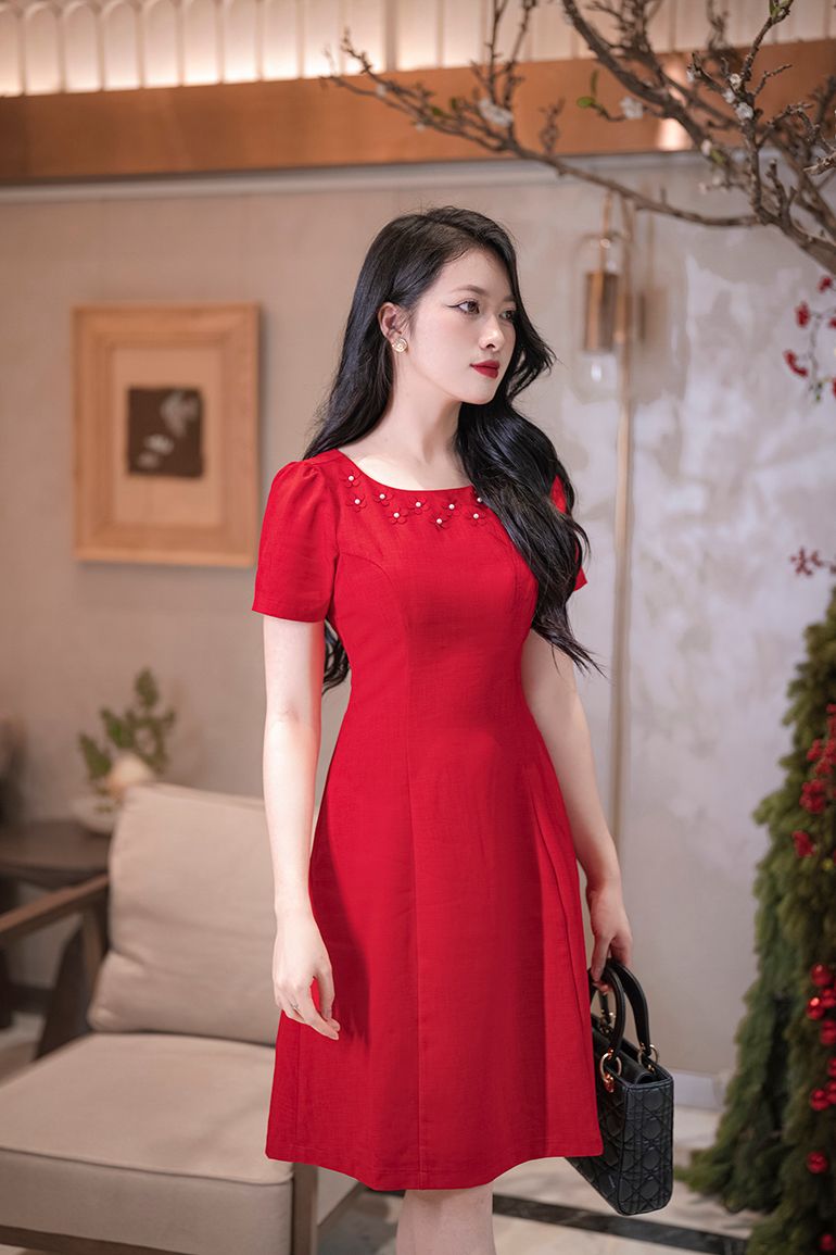 ĐẦM CỔ TRÒN NGỌC TRAI 3479