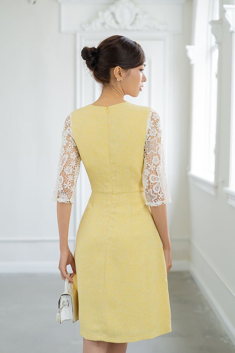 ĐẦM A TWEED PHỐI REN 3493