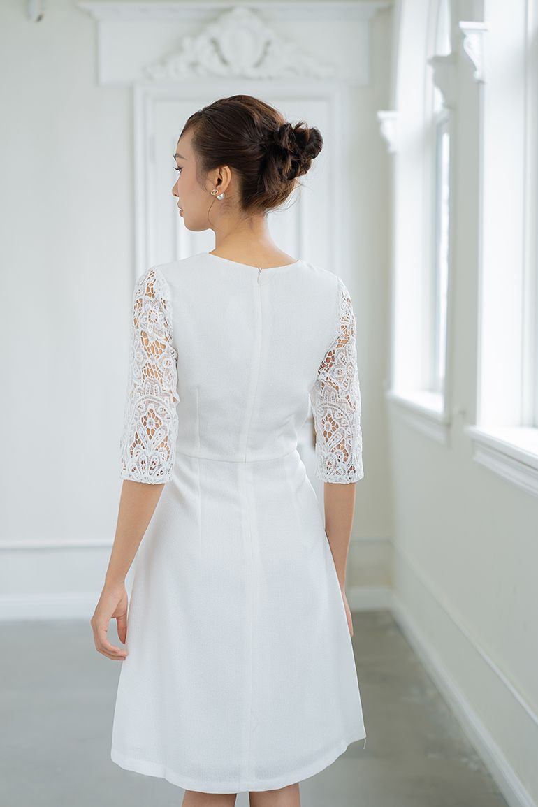 ĐẦM A TWEED PHỐI REN 3493