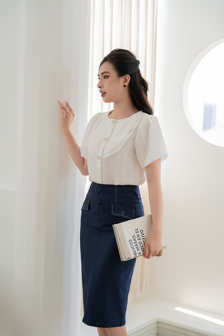 ÁO KIỂU ĐÍNH NƠ 5979