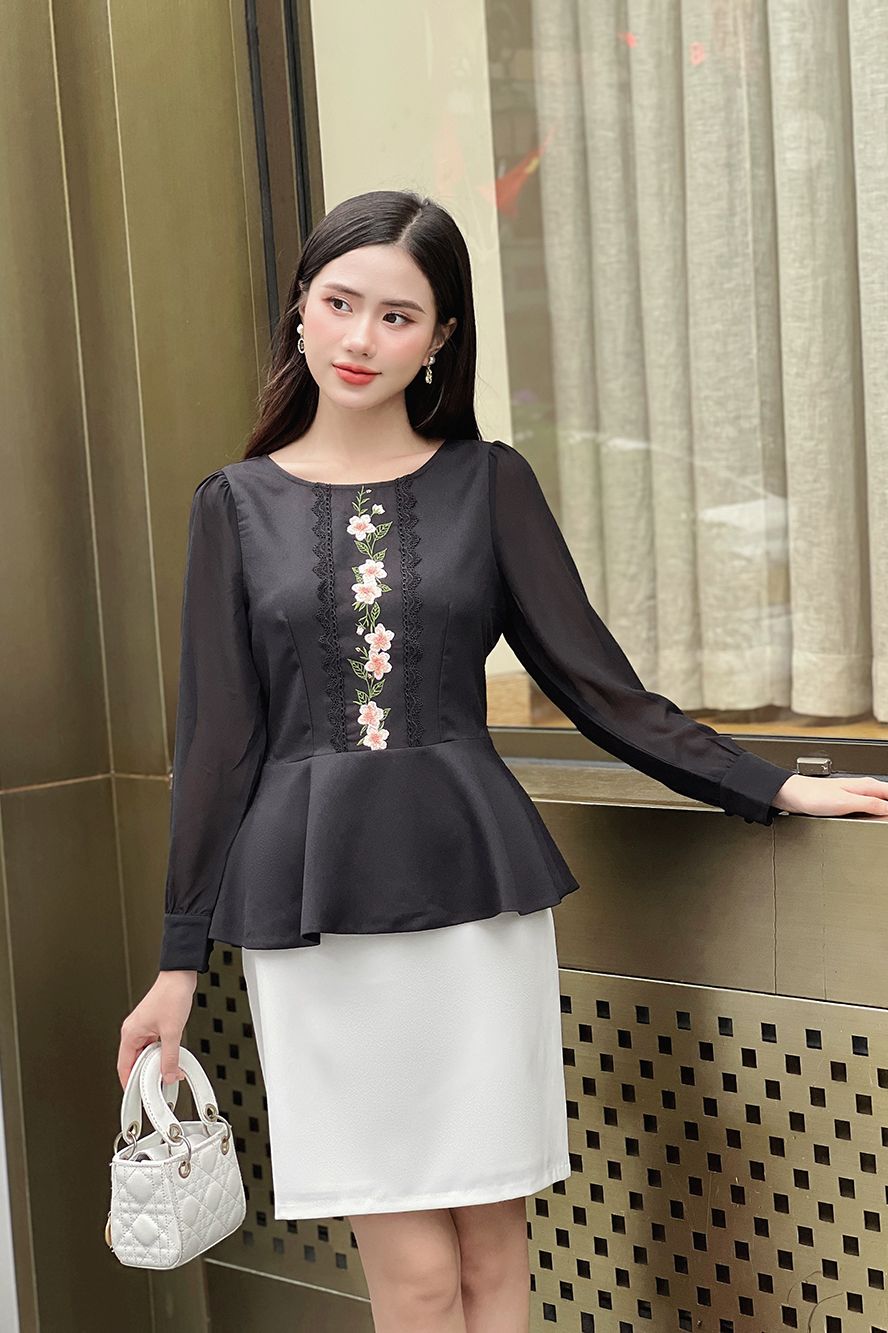  ÁO PEPLUM THÊU HOA 5794 