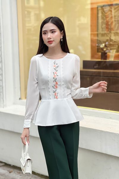  ÁO PEPLUM THÊU HOA 5794 