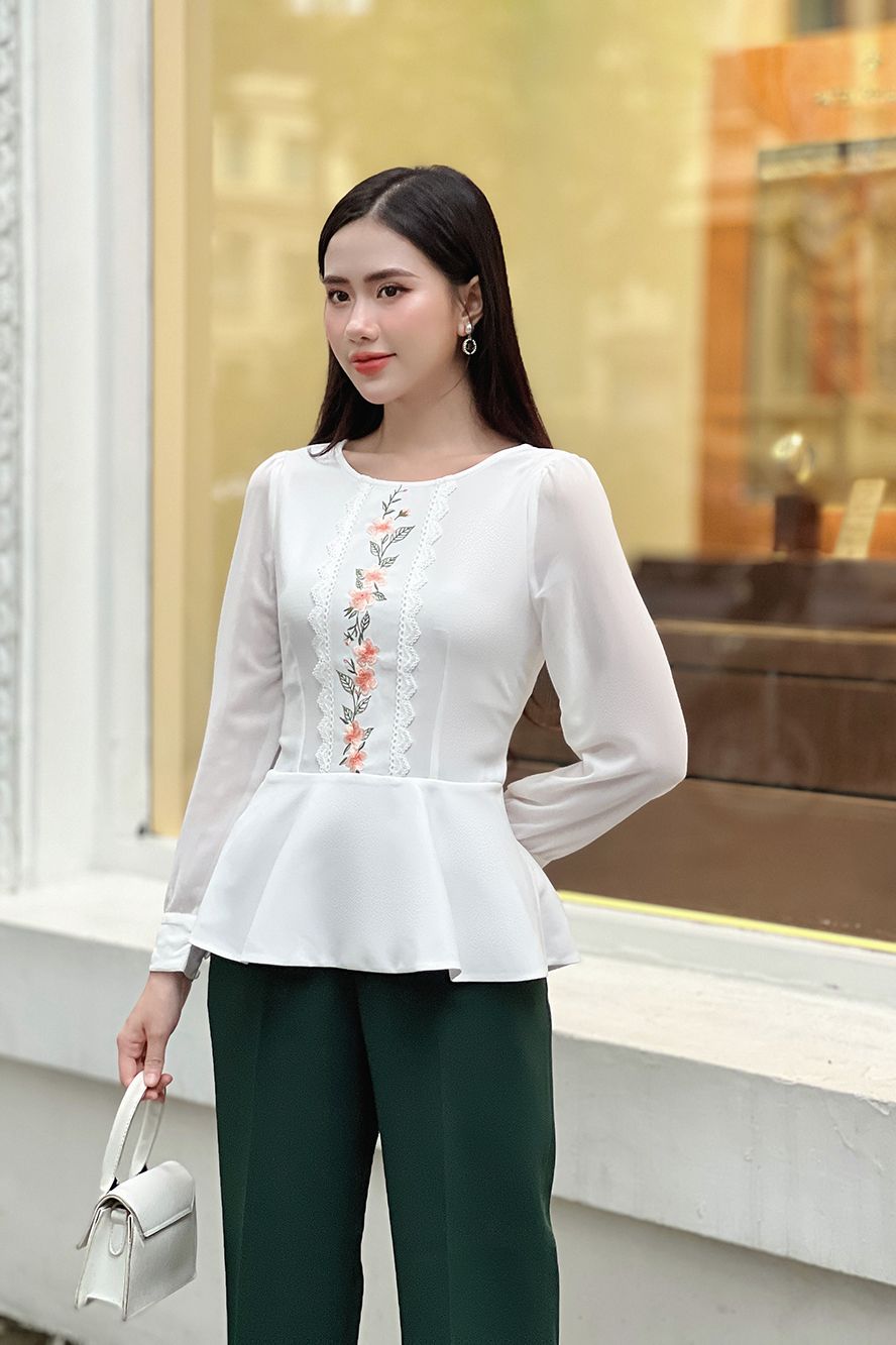  ÁO PEPLUM THÊU HOA 5794 