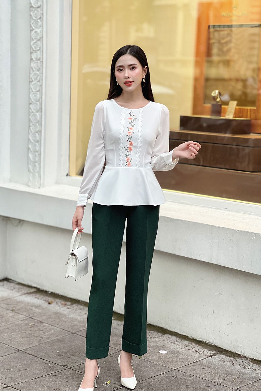  ÁO PEPLUM THÊU HOA 5794 