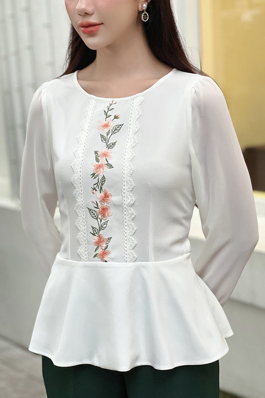  ÁO PEPLUM THÊU HOA 5794 