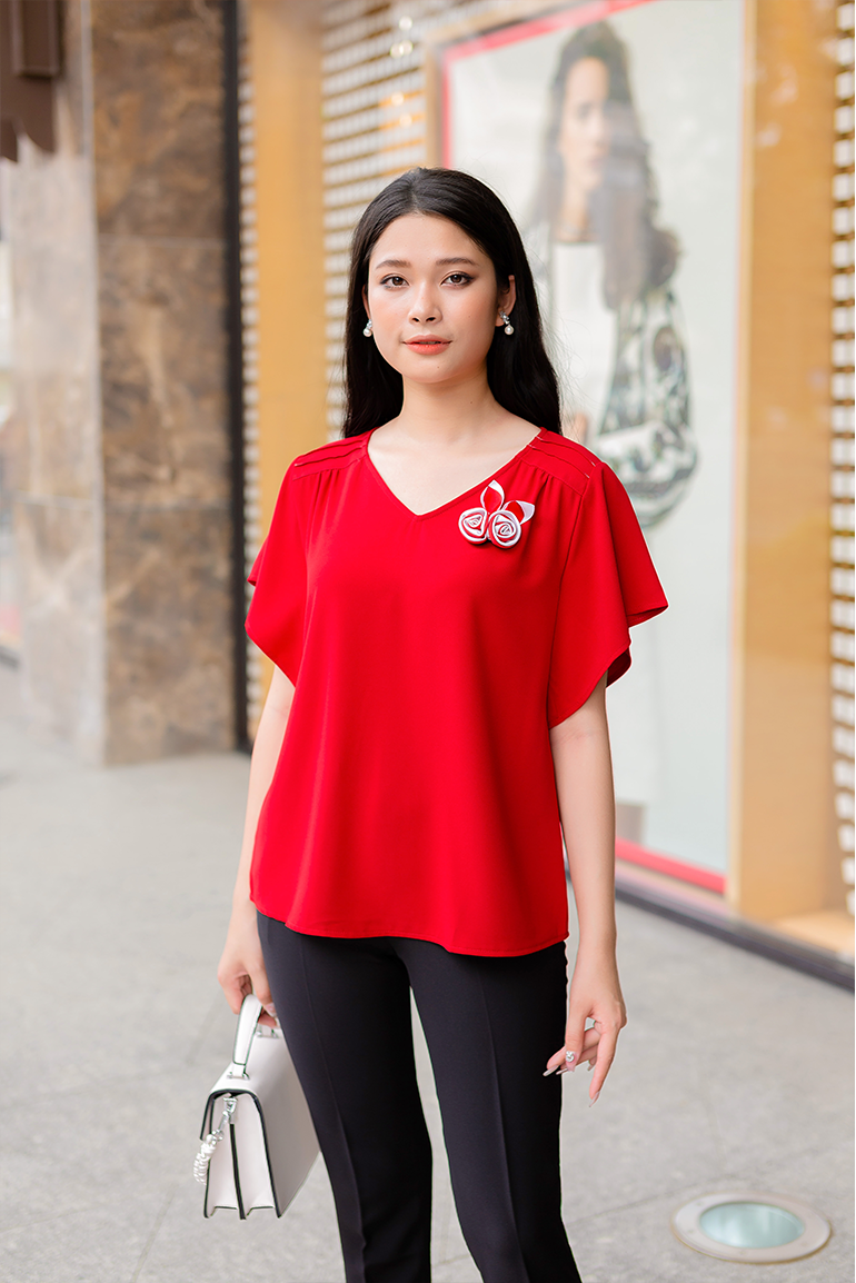 ÁO KIỂU CÀI HOA HỒNG 5510