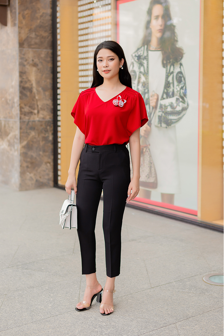 ÁO KIỂU CÀI HOA HỒNG 5510