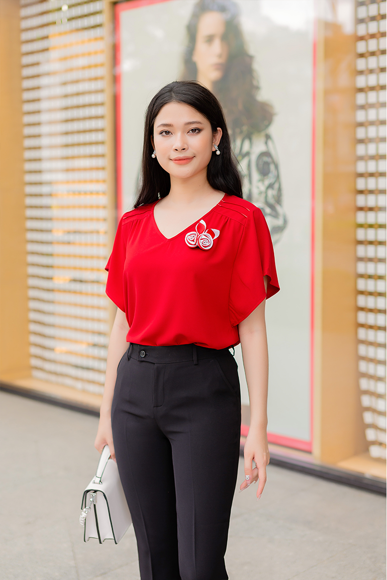 ÁO KIỂU CÀI HOA HỒNG 5510