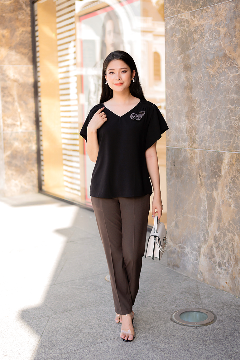 ÁO KIỂU CÀI HOA HỒNG 5510