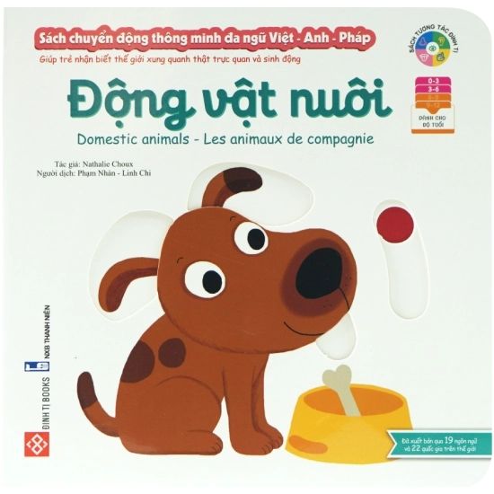 Sách tương tác Sách chuyển động thông minh đa ngữ Việt Anh Pháp: Động vật nuôi –...