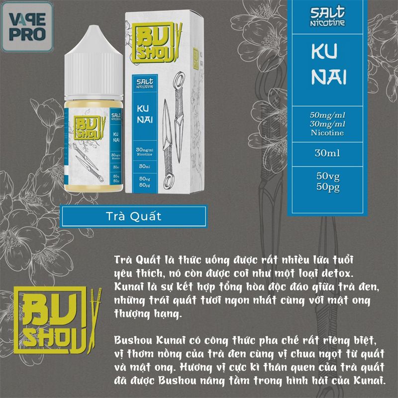 KUNAI (Trà Quất lạnh) Bushou Saltnic 30ML