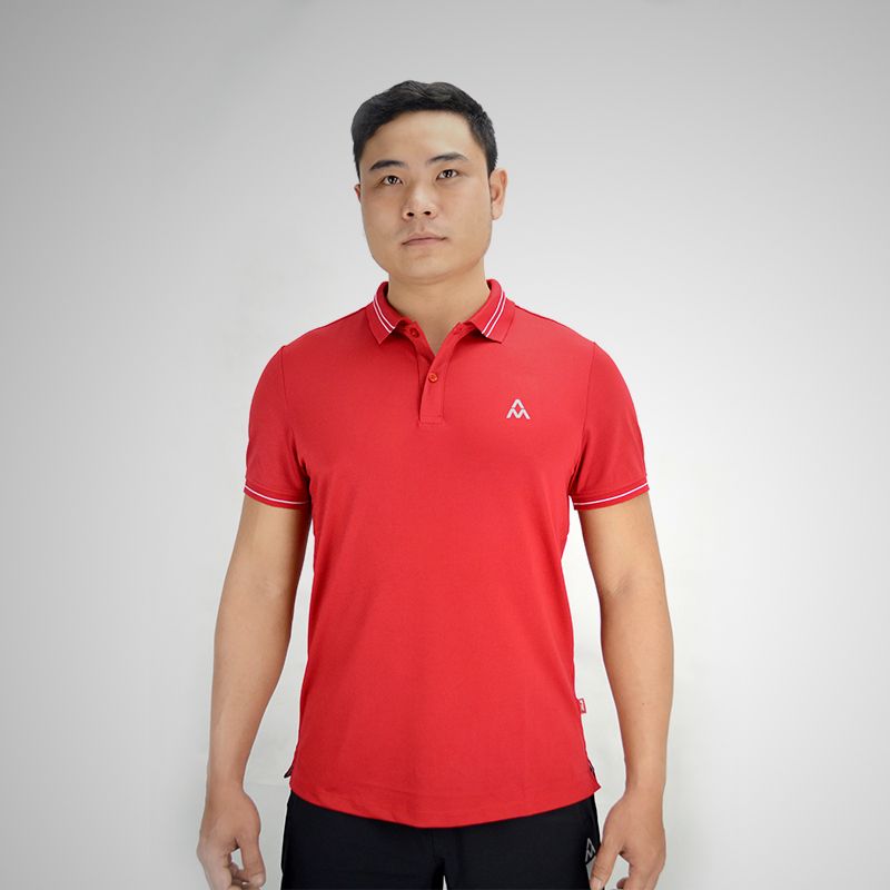 Áo polo nam cổ bo AM đỏ đậm PLD02