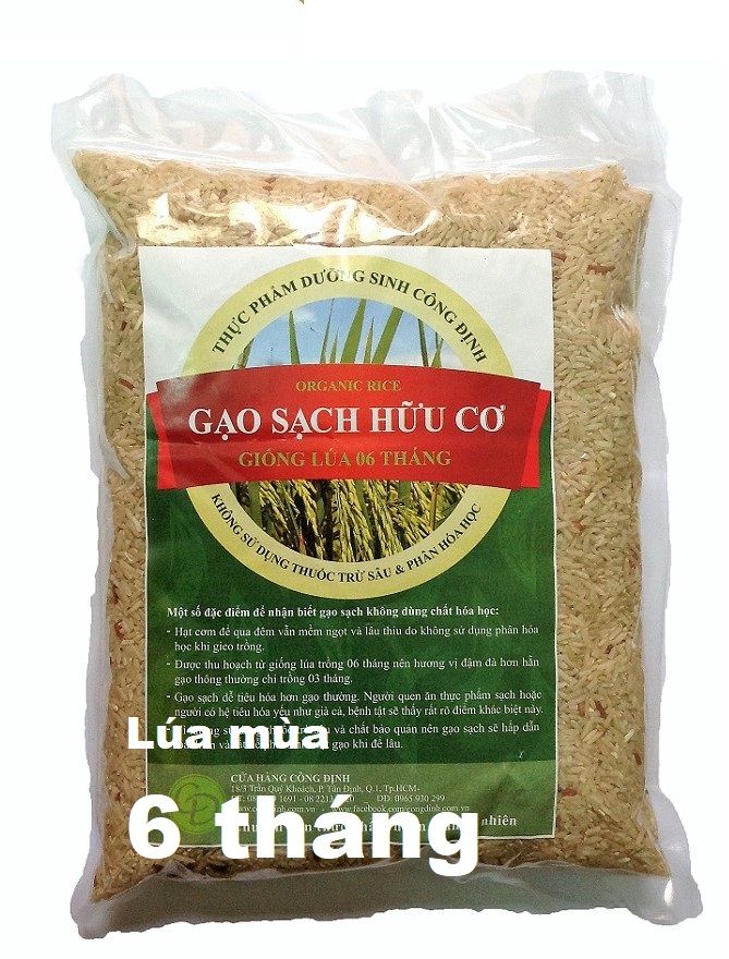 Gạo lứt trắng hữu cơ 2kg.