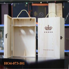 Hộp rượu gỗ thông đôi dày 8MM  nắp kín có dây HO4-073-I01