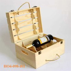 Hộp rượu gỗ thông 6 chai hai tầng nan hở HO4-098-I01