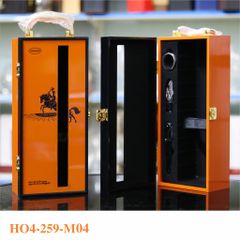 Hộp đựng rượu gỗ sơn mài đơn con ngựa khoét HO4-259-M04