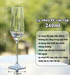 BỘ 6 LY NHỰA CAO CẤP 240ML BO3-096