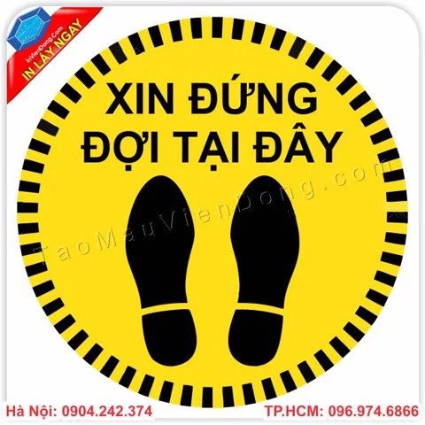 Tem cảnh báo COVID-19 sticker decal dán in theo yêu cầu