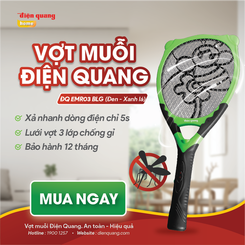 Vợt muỗi Điện Quang ĐQ EMR03 BLG ( Đen - xanh lá )