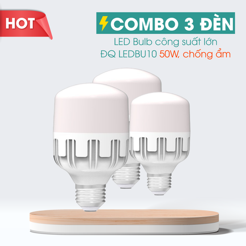 Combo 3 Đèn LED bulb công suất lớn Điện Quang ĐQ LEDBU10 50765AW ( 50W daylight, chống ẩm )