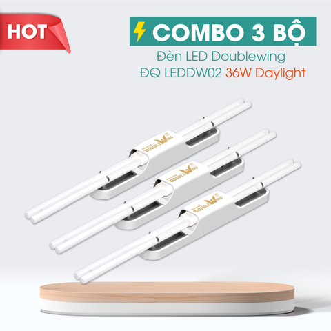 Combo 3 Bộ đèn Led Doublewing Điện Quang ĐQ LEDDW02 36765 ( 36w daylight, bóng thủy tinh )