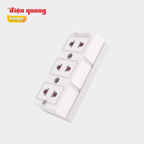 Ổ cắm Điện Quang ĐQ ESK 32 SW ( 3 lỗ 2 chấu, có nắp che an toàn, màu trắng, không dây )