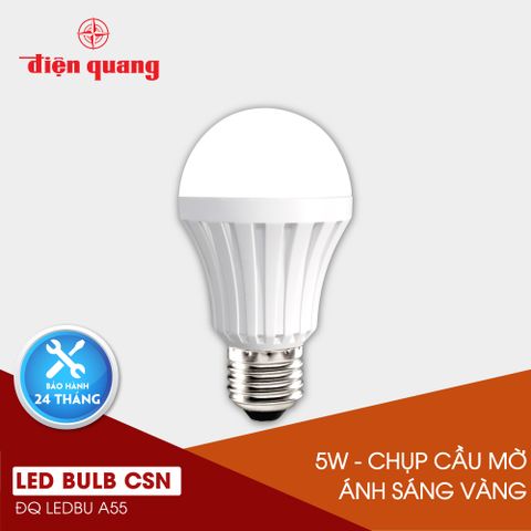 Đèn LED bulb thân nhựa A55 Điện Quang ĐQ LEDBU A55 05727 (5W warmwhite chụp cầu mờ)