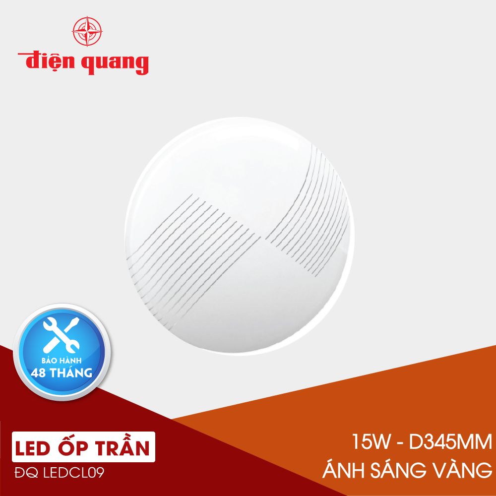 Bộ đèn LED ốp trần Điện Quang ĐQ LEDCL09 15727 (15W Warmwhite D345mm)