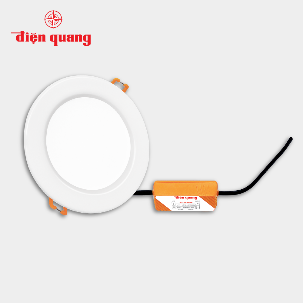Bộ đèn LED Downlight Điện Quang ĐQ LRD07 09765 90 (9W daylight 3,5inch, bầu kín)
