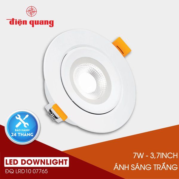 Bộ đèn LED downlight Điện Quang ĐQ LRD10 07765 95 (7W daylight, tròn, 3.7inch)
