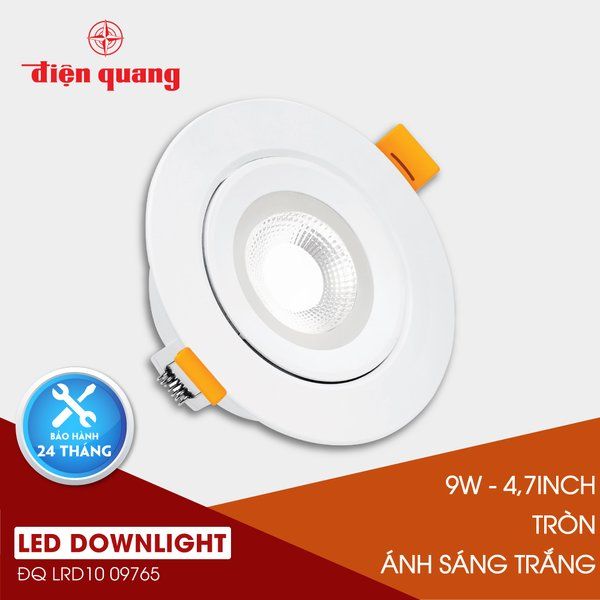 Bộ đèn LED downlight Điện Quang ĐQ LRD10 09765 120 (9W daylight, tròn, 4.7inch)