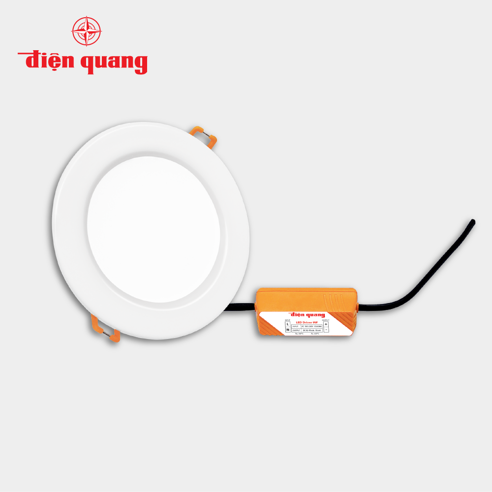Bộ đèn LED downlight Điện Quang ĐQ LRD07 09865 90-V02 (9W daylight, 3.5inch, bầu kín)