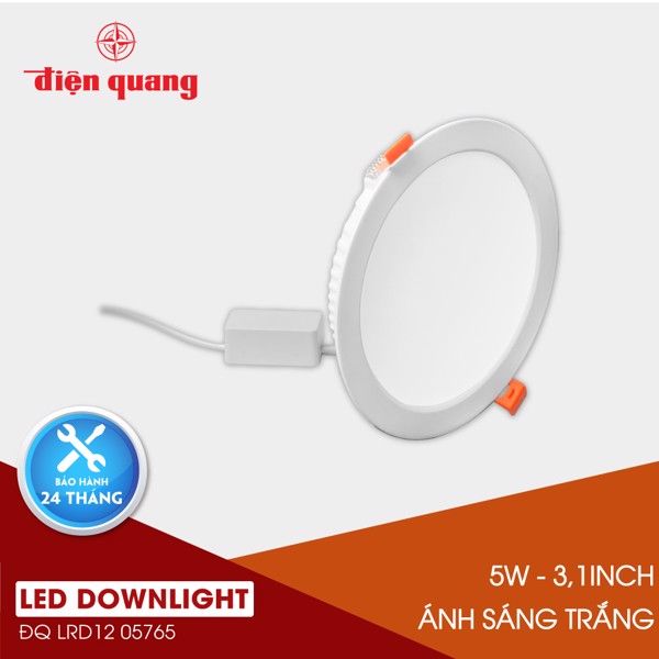 Bộ đèn LED Downlight Điện Quang ĐQ LRD12 05765 80 (5W Daylight, 3.1inch)