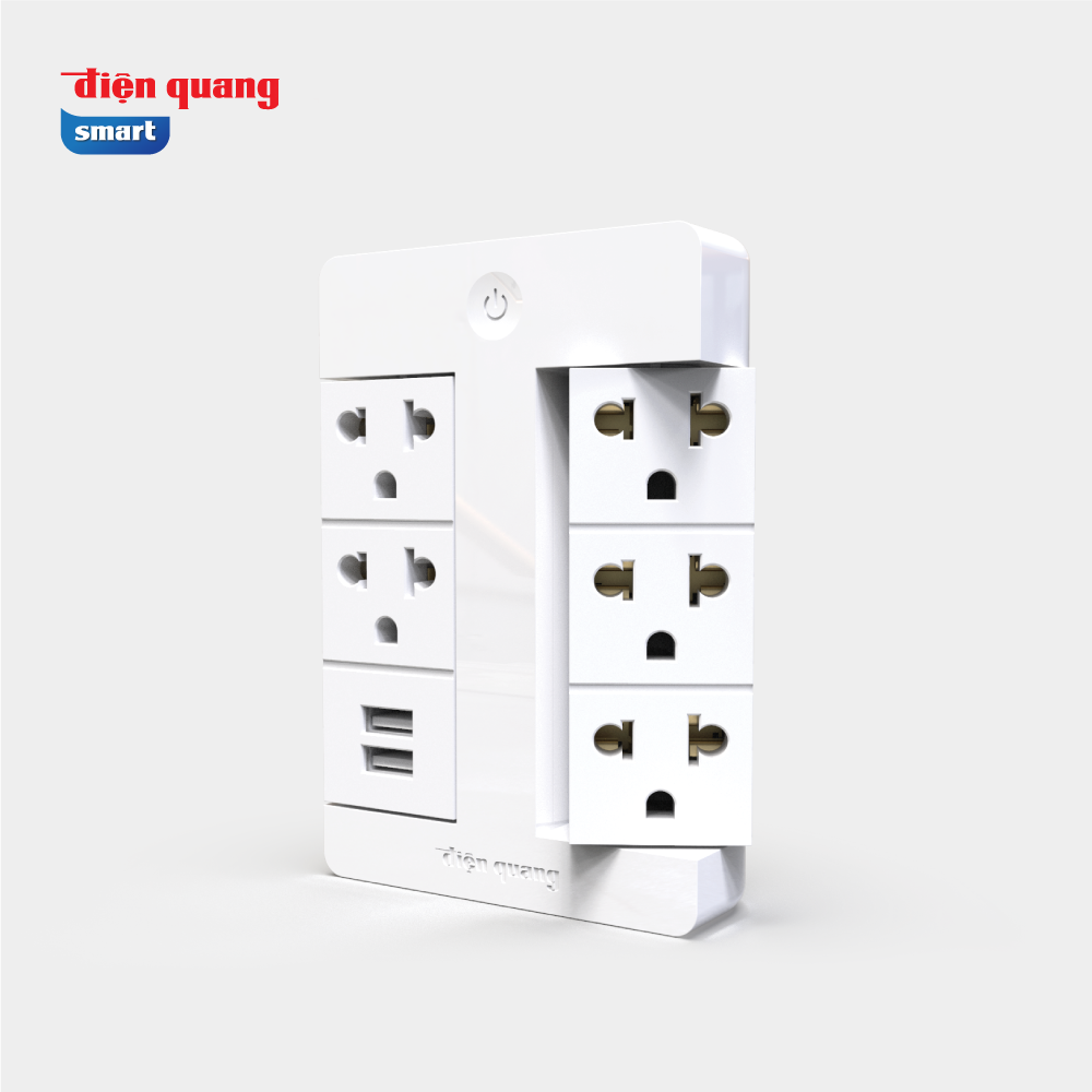 Ổ cắm Xoay 90° Thông Minh Điện Quang Apollo ĐQ SPS1.1 05 USB WiFi