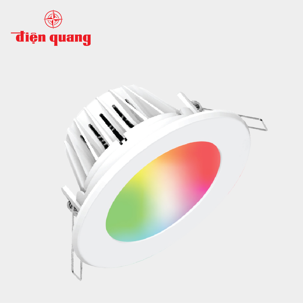 Bộ đèn LED Downlight thông minh Điện Quang Apollo ĐQ SLRD04 07727 115 BR01 (7W, warmwhite, 4.5 inch, kết nối Bluetooth, điều khiển sắc màu RGB)