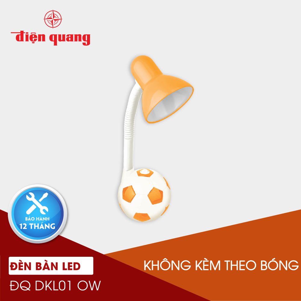 Đèn bàn Điện Quang(ĐQ DKL01 OW) kiểu trái banh, cam trắng, không bóng