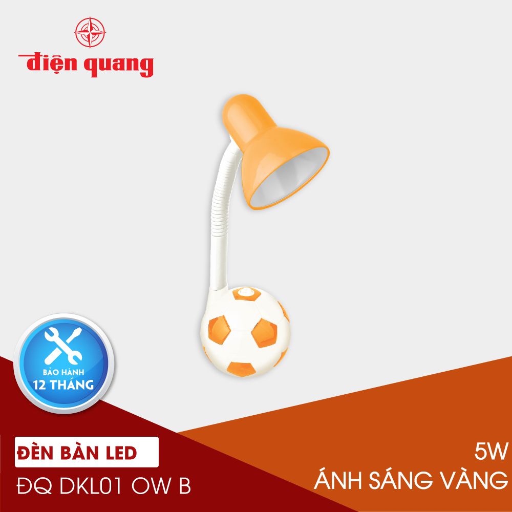 Đèn bàn Điện Quang (ĐQ DKL01 OW B) kiểu trái banh, cam trắng, có bóng