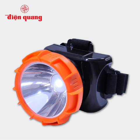 Đèn Pin Đội Đầu Điện Quang ĐQ PFL12 R BLO (Pin Sạc, Đen - Cam, 1W)