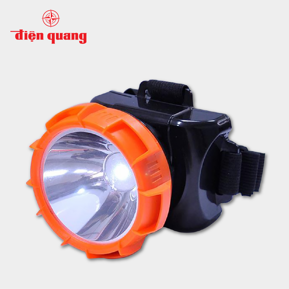 Đèn Pin Đội Đầu Điện Quang ĐQ PFL12 R BLO (Pin Sạc, Đen - Cam, 1W)