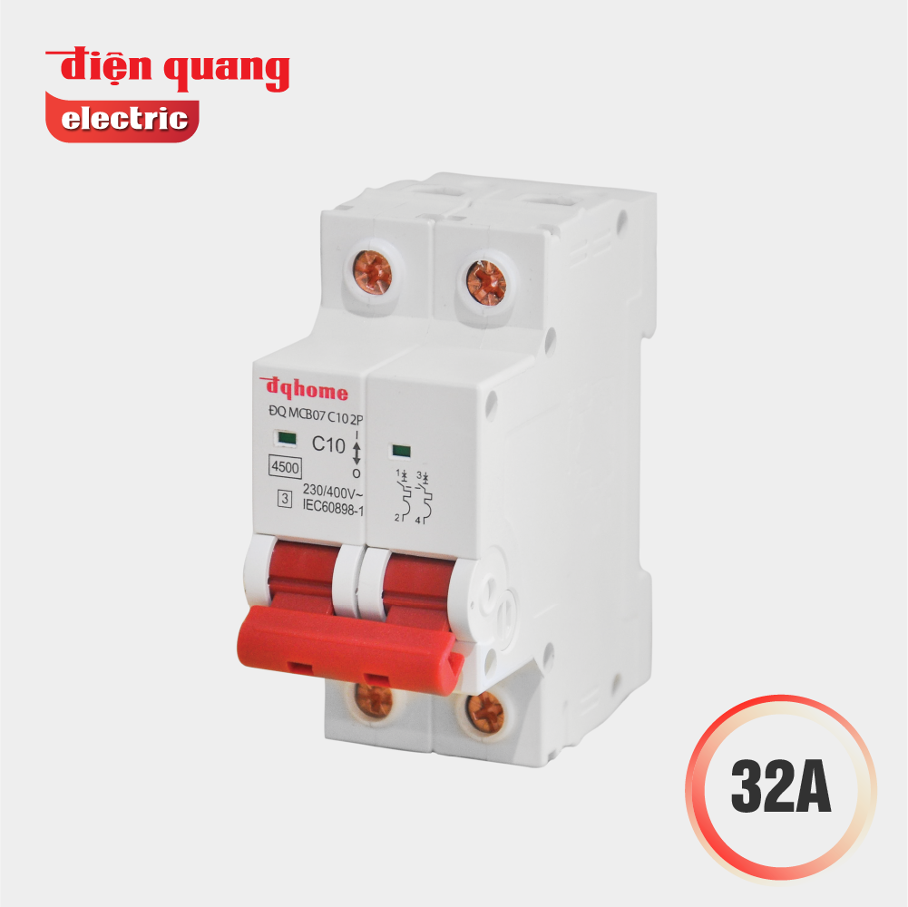 Cầu dao tự động DQHome ĐQ MCB11 C32 2P ( MCB, 2 cực, 32A, loại C, 4.5KA, class 3 )