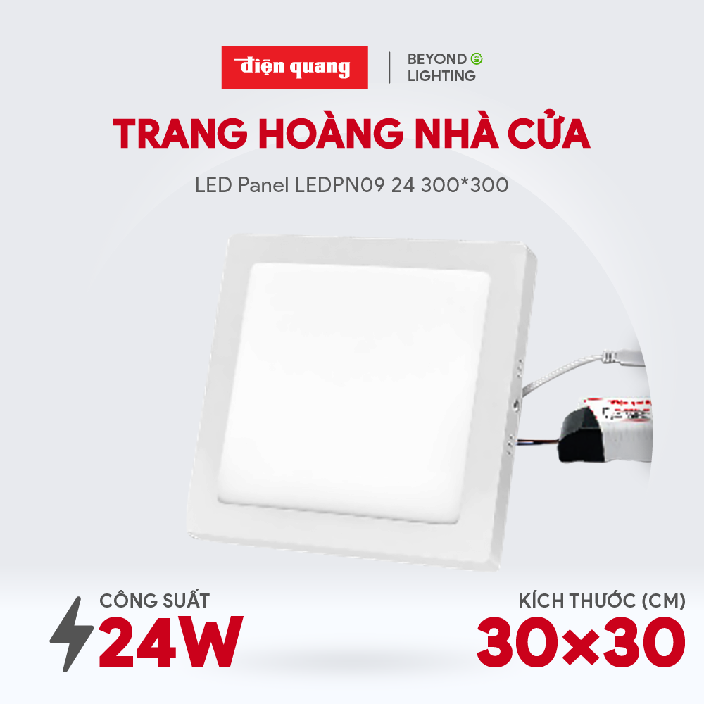 Bộ đèn LED panel Điện Quang ĐQ LEDPN09 24727 300 (24W Ánh sáng vàng 300*300)