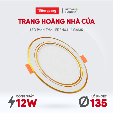 Bộ đèn LED Panel tròn Điện Quang ĐQ LEDPN04 12 Go135 ( 12W, viền vàng, Ø135 )